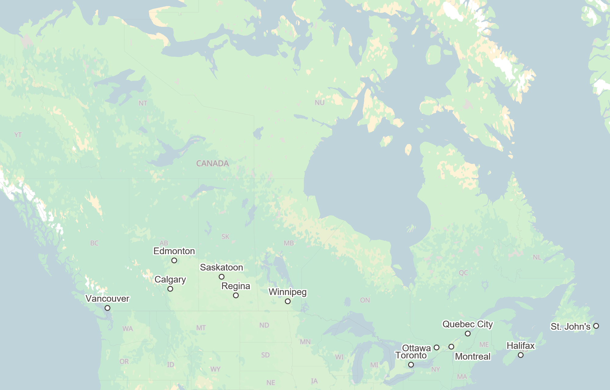 Canada deal density map